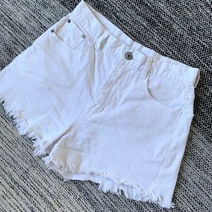 White High-waisted Jean Shorts